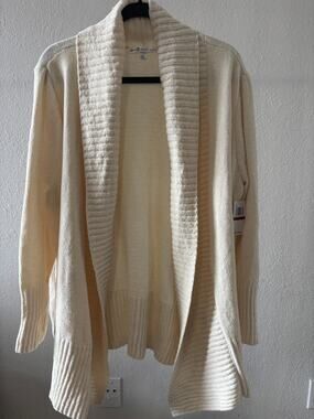 Seven 7 Chenille Sweater Cardigan Womens Size XL Beige New